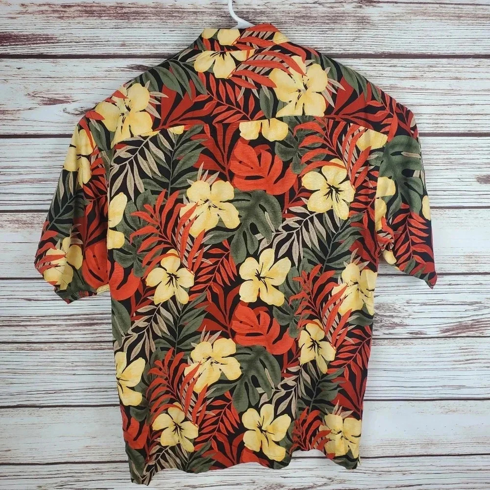 Roberto Villini Mens Medium 100% Silk Floral Hawaiian Shirt #115 - Picture 7 of 9